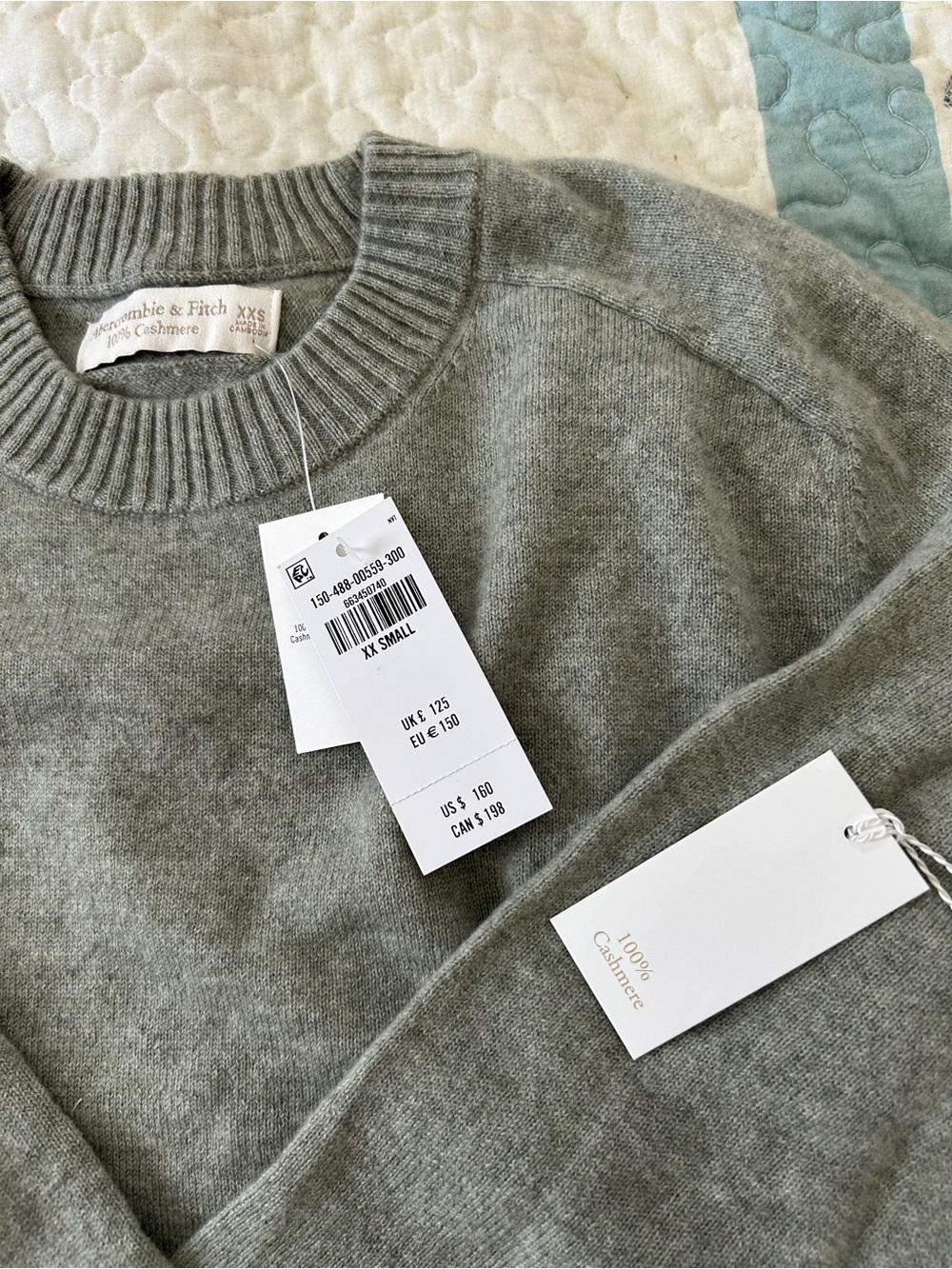 Abercrombie & Fitch Cashmere Crewneck Sweater - Heather Gray